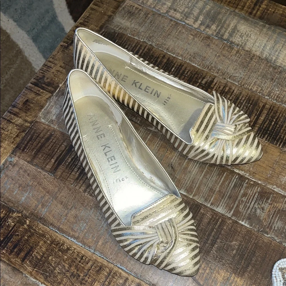 Anne Klein Metallic Striped Flats - Picture 1 of 6